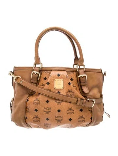 Pre-owned Mcm Monogram Top Handle Bag In Brown