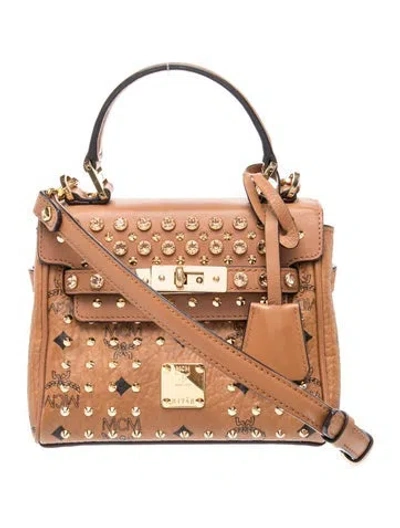 Pre-owned Mcm Monogram Top Handle Bag In Brown