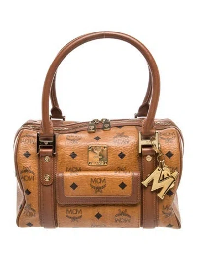Pre-owned Mcm Monogram Top Handle Bag In Brown