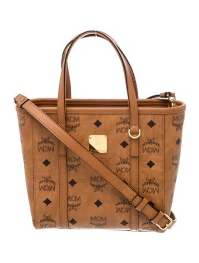 Pre-owned Mcm Monogram Top Handle Bag In Brown