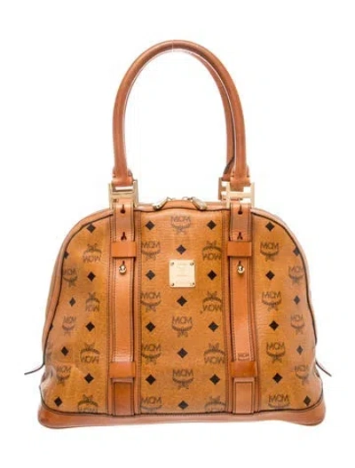 Pre-owned Mcm Monogram Top Handle Bag In Brown