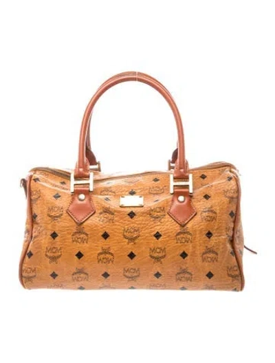 Pre-owned Mcm Monogram Top Handle Bag In Brown