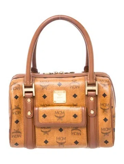 Pre-owned Mcm Monogram Top Handle Bag In Brown
