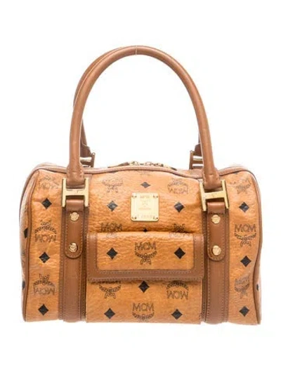 Pre-owned Mcm Monogram Top Handle Bag In Brown