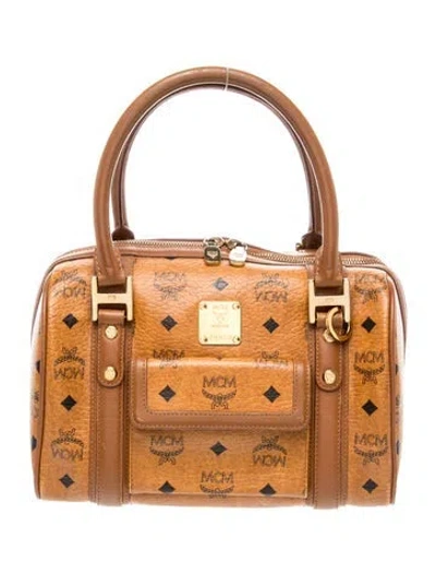 Pre-owned Mcm Monogram Top Handle Bag In Brown