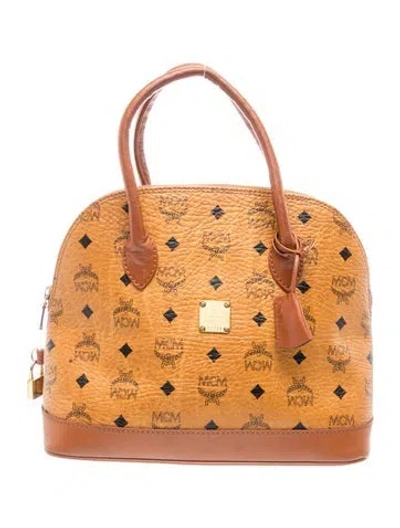 Pre-owned Mcm Monogram Top Handle Bag In Brown