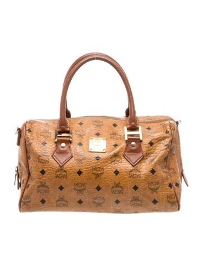 Pre-owned Mcm Monogram Top Handle Bag In Brown
