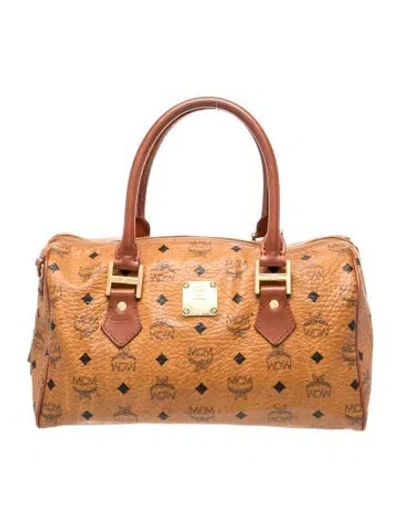 Pre-owned Mcm Monogram Top Handle Bag In Brown