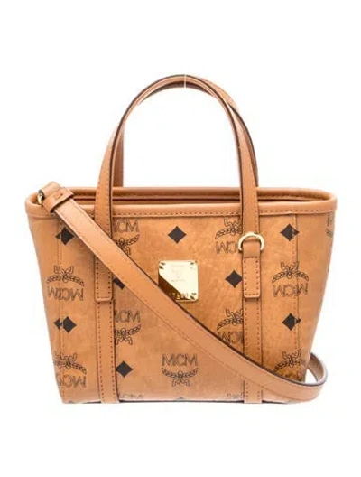 Pre-owned Mcm Monogram Top Handle Bag In Brown