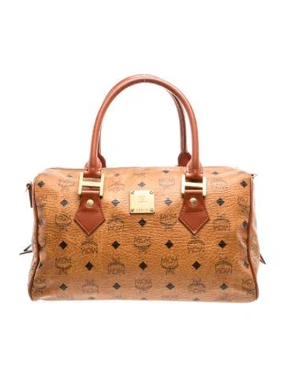 Pre-owned Mcm Monogram Top Handle Bag In Brown