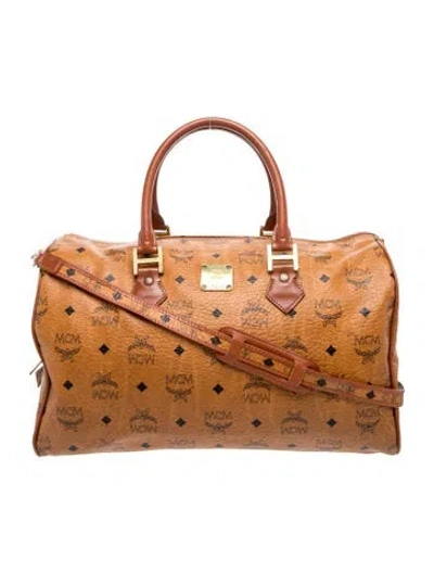 Pre-owned Mcm Monogram Top Handle Bag In Brown