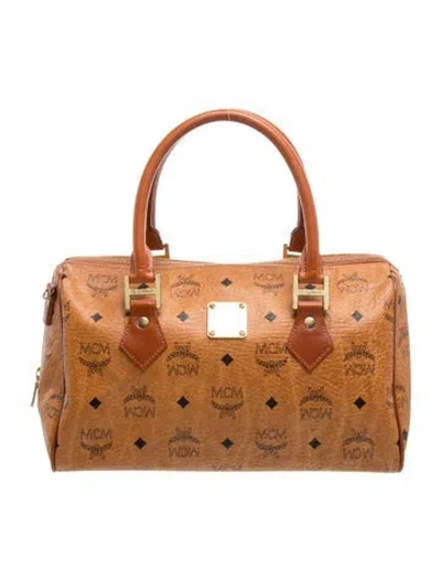 Pre-owned Mcm Monogram Top Handle Bag In Brown