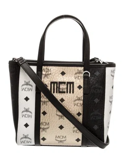 Pre-owned Mcm Monogram Top Handle Bag In Neutral