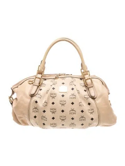 Pre-owned Mcm Monogram Top Handle Bag In Neutrals