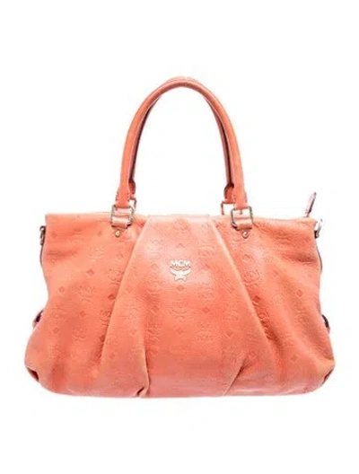 Pre-owned Mcm Monogram Top Handle Bag In Orange