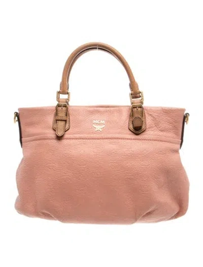 Pre-owned Mcm Monogram Top Handle Bag In Pink