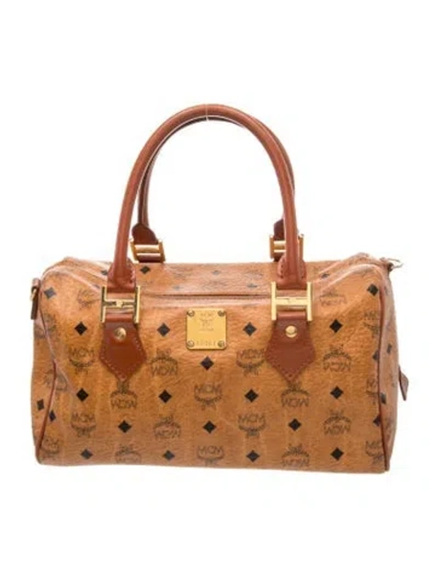Pre-owned Mcm Monogram Top Handle Bag Vintage In Brown