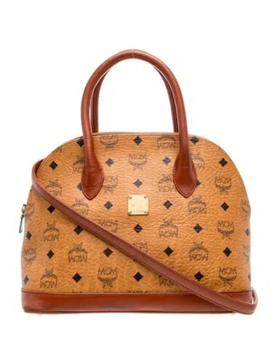 Pre-owned Mcm Monogram Top Handle Bag Vintage In Brown