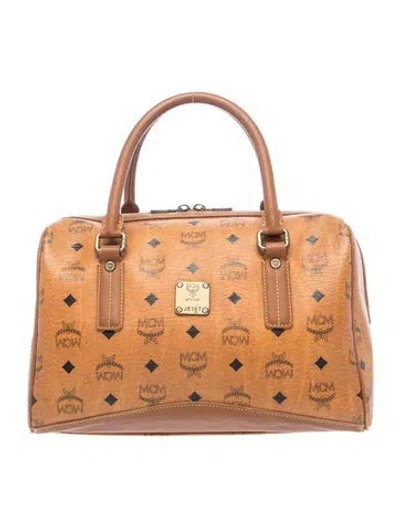 Pre-owned Mcm Monogram Top Handle Bag Vintage In Brown