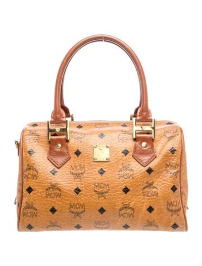 Pre-owned Mcm Monogram Top Handle Bag Vintage In Brown