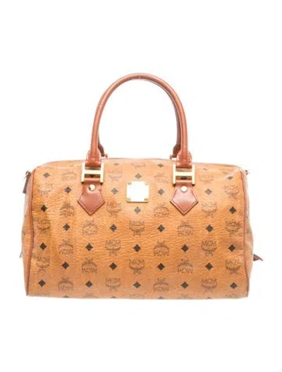 Pre-owned Mcm Monogram Top Handle Bag Vintage In Brown