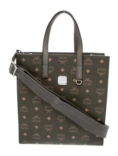 Pre-owned Mcm Monogram Top Handle Bag W/ Tags In Green