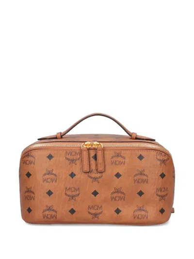 Mcm Monogram Tote Bag In Brown