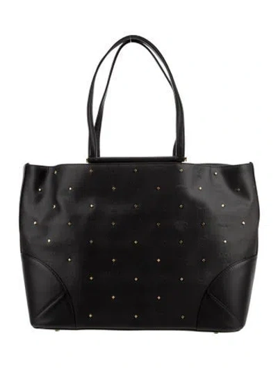 Pre-owned Mcm Monogram Tote In Black