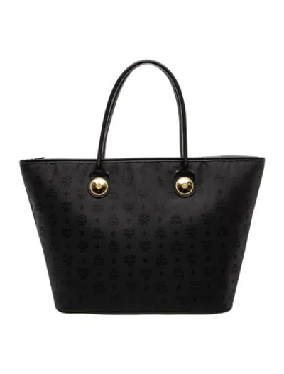 Pre-owned Mcm Monogram Tote In Black