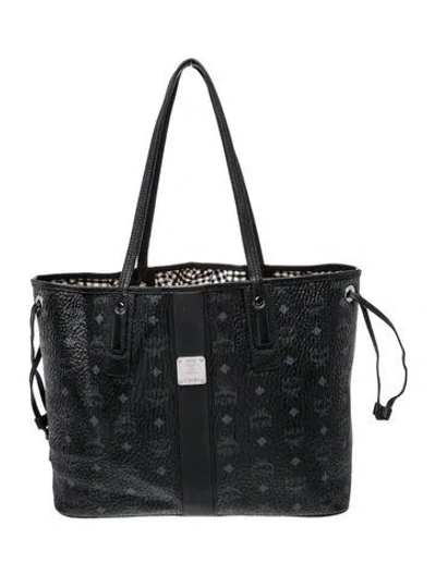 Pre-owned Mcm Monogram Tote In Black