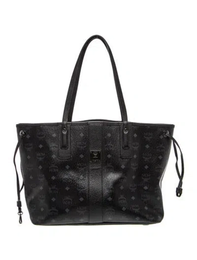 Pre-owned Mcm Monogram Tote In Black