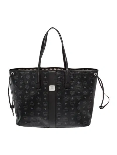 Pre-owned Mcm Monogram Tote In Black