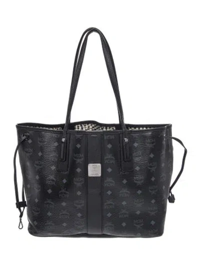 Pre-owned Mcm Monogram Tote In Black