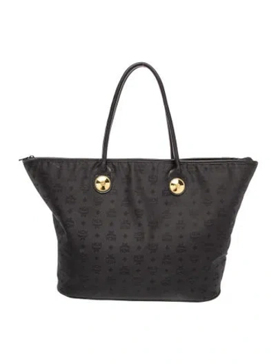 Pre-owned Mcm Monogram Tote In Black