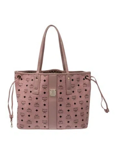 Pre-owned Mcm Monogram Tote In Black/pink