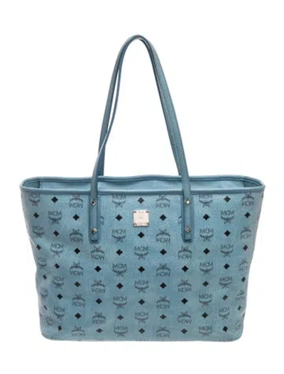 Pre-owned Mcm Monogram Tote In Blue