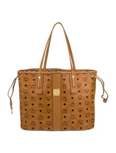 Pre-owned Mcm Monogram Tote In Brown