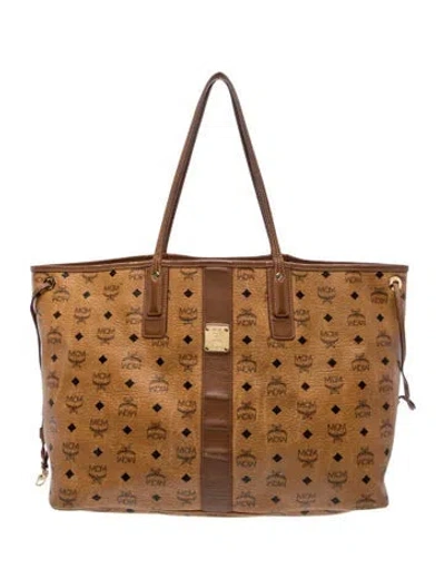 Pre-owned Mcm Monogram Tote In Brown