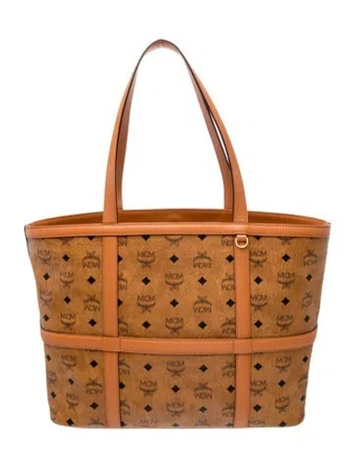 Pre-owned Mcm Monogram Tote In Brown