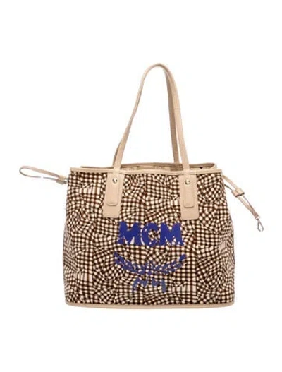 Pre-owned Mcm Monogram Tote In Brown