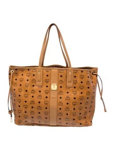 Pre-owned Mcm Monogram Tote In Brown