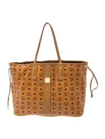 Pre-owned Mcm Monogram Tote In Brown