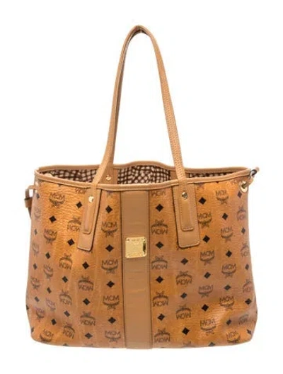 Pre-owned Mcm Monogram Tote In Brown