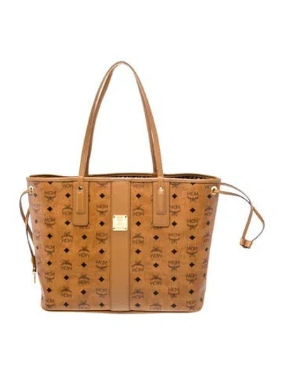 Pre-owned Mcm Monogram Tote In Brown