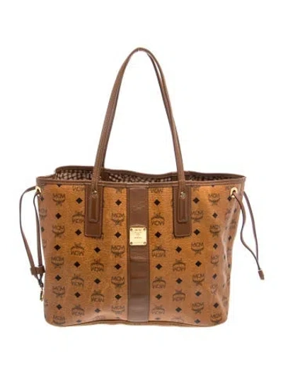 Pre-owned Mcm Monogram Tote In Brown