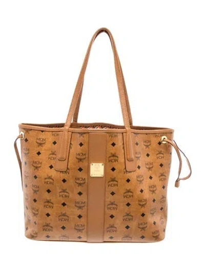 Pre-owned Mcm Monogram Tote In Brown