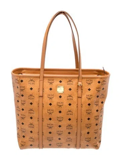 Pre-owned Mcm Monogram Tote In Brown