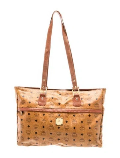 Pre-owned Mcm Monogram Tote In Brown