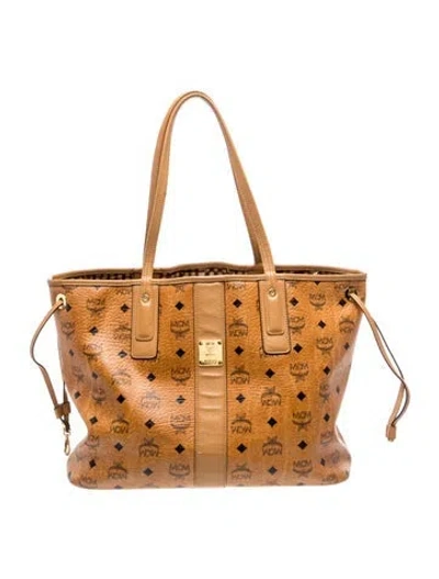 Pre-owned Mcm Monogram Tote In Brown