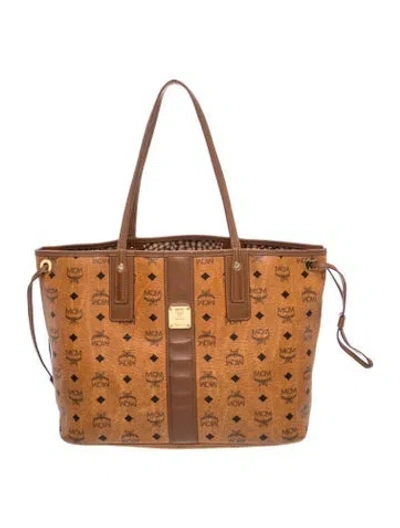 Pre-owned Mcm Monogram Tote In Brown